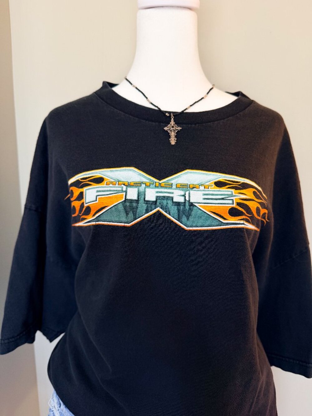 Arctic Cat Fire Black Graphic Tee – Size 2XL (Fits Like Large)
